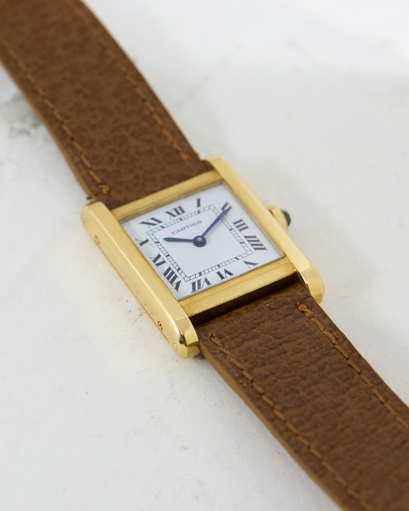 Cartier Paris Dial Cartier Tank Normale On Leather Strap With Deployant Buckle