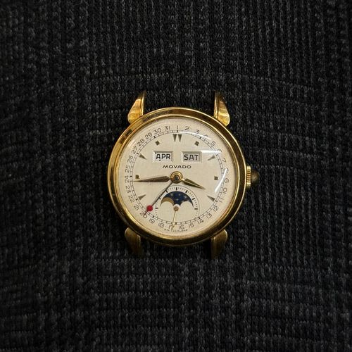 Movado 1940 s Movado Celestograf Triple Date Moonphase Cal. 473 18k Gold Watch 4923